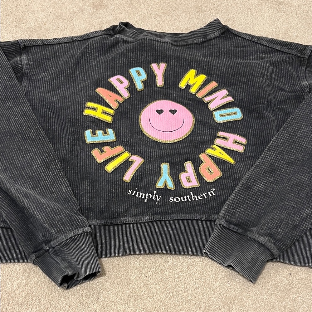 Simply Southern Gray and Pastel Sweater Womens S